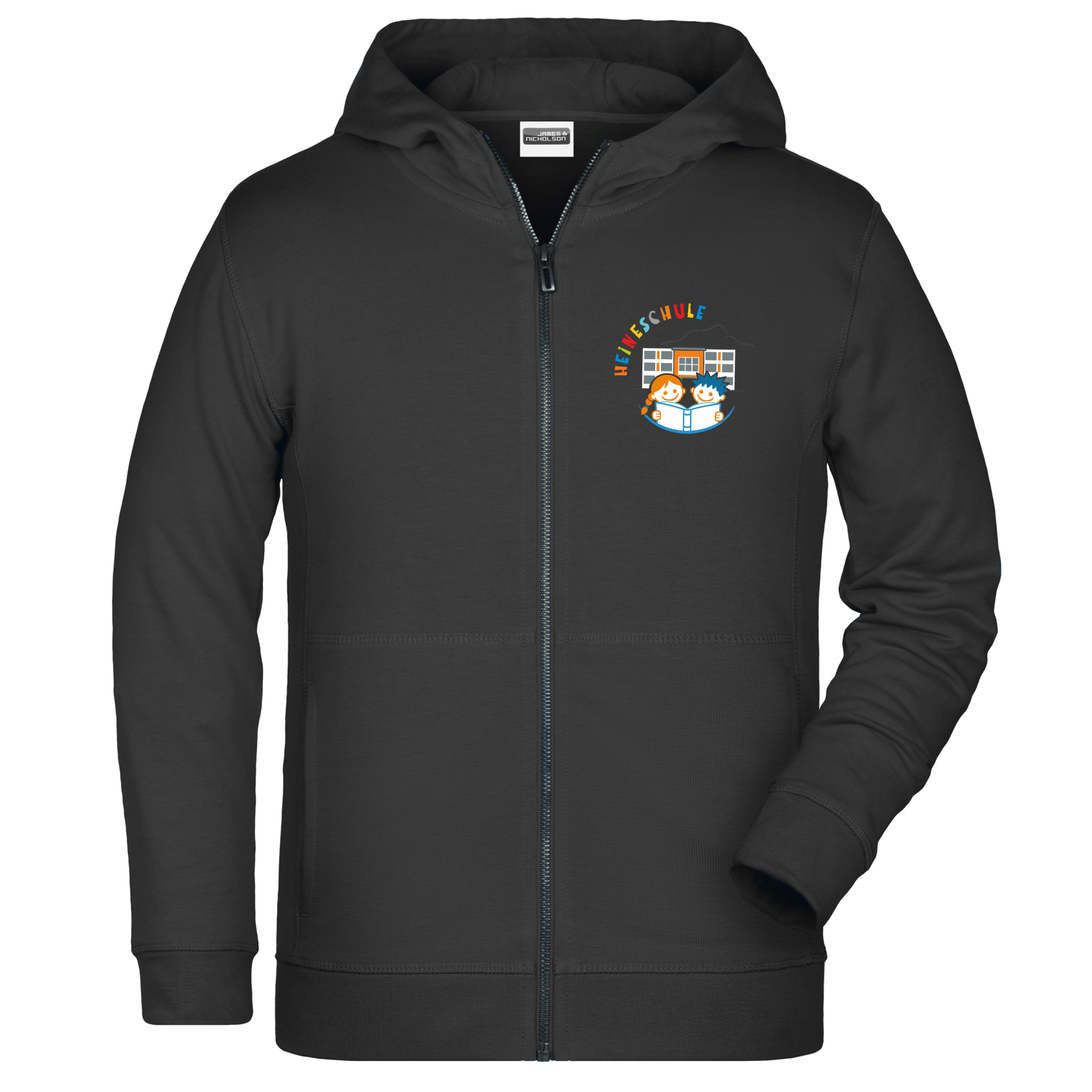 Hooded Sweatjacke black front GSHH-02.826K