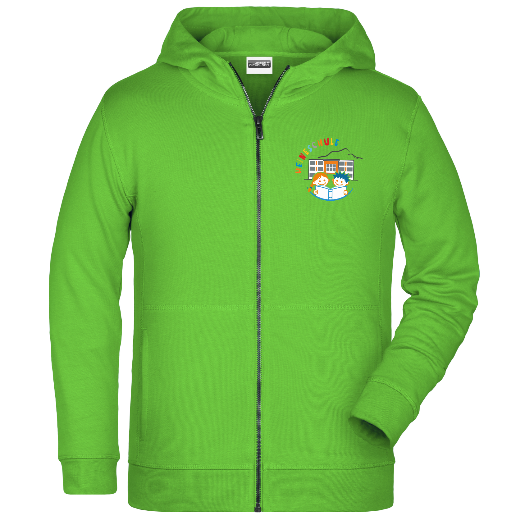 Hooded Sweatjacke lime green front GSHH-02.826K
